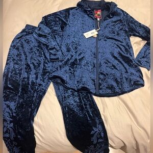 Johnny Was Crushed Velvet Zip Up Hoodie Jogger Set